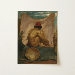 Seated Tajik - William Etty Art Print / Canvas, William Etty, William Etty Turns, Male Nude Eastward, Tajik Man Folds, Studio’s Orientalist