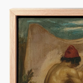 Framed Painting Figure Red Hat Earthy-toned Landscape Teal William Etty, Turns, Male Nude Eastward, Tajik Man Folds, Studio’s Orientalist