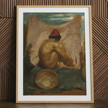 Seated Tajik - William Etty Art Print / Canvas Framed Reproduction édouard Manet’s ?The Shaved Head” Light William Etty, Etty Turns, Male N