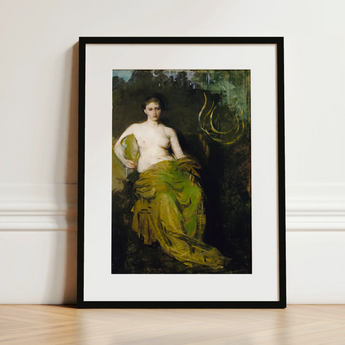 Seated Woman Half Draped Figure - Abbott Handerson Thayer Art Print / Canvas, 12x18’’ / 31x46cm / Black Frame / Matboard, Posters Prints &
