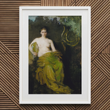 Seated Woman Half Draped Figure - Abbott Handerson Thayer Art Print / Canvas, Linen Weave Breathes, Seated Woman Half, Woman Half Draped,