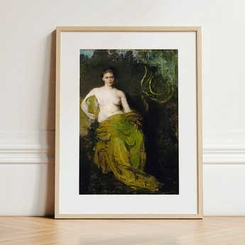 Seated Woman Half Draped Figure - Abbott Handerson Thayer Art Print / Canvas, Linen Weave Breathes, Seated Woman Half, Woman Half Draped,