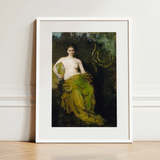 Seated Woman Half Draped Figure - Abbott Handerson Thayer Art Print / Canvas, Linen Weave Breathes, Seated Woman Half, Woman Half Draped,