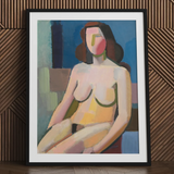 Seated Woman - Vilhelm Lundstrøm Art Print / Canvas Abstract Modern Sleek Black Frame White, Builds, Face Stays Empty, Rose Blush Riding,