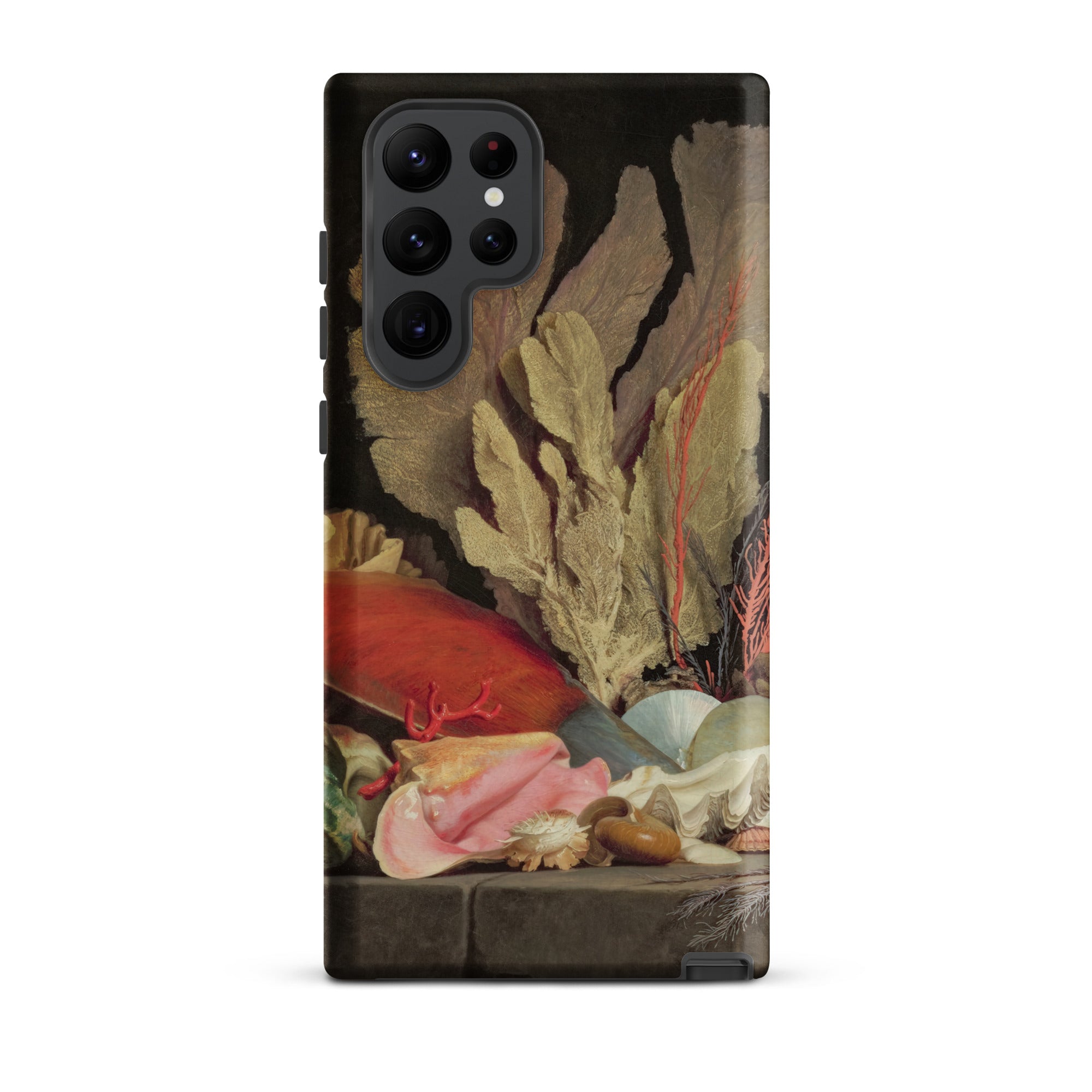 Seaweed Lithophytes & Seashells Anne Vallayer Coster Samsung Case, Galaxy S22 Ultra / Matte, Black Smartphone Nature Themed Protective Case