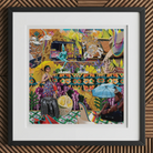 Second Homesick Pt 1 - Surreal Thai Collage Art Print, 12x12’’ / 31x31cm / Black Frame / 2’’ Matboard, Vibrant Framed Collage Artwork Asian