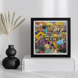 Second Homesick Pt 1 - Surreal Thai Collage Art Print, Colorful Eclectic Framed Artwork Vibrant Collage Figures Objects