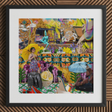 Second Homesick Pt 1 - Surreal Thai Collage Art Print Vibrant Mixed-media Collage Framed Black White Mat Colorful Bangkok’s Urban