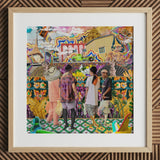 Surreal Bangkok collage art print, framed, with figures