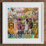 Second Homesick Bangkok collage art print in white frame.