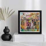 Second Homesick Pt 2 - Surreal Bangkok Collage Art Print, Colorful Eclectic Framed Artwork Vibrant Street Scene People