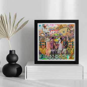 Second Homesick Pt 2 - Surreal Bangkok Collage Art Print, Colorful Eclectic Framed Artwork Vibrant Street Scene People
