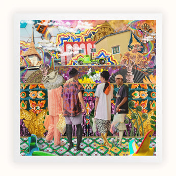 Second Homesick Pt 2 - Surreal Bangkok Collage Art Print, Vibrant Psychedelic Collage People Colorful Surreal Scene Ornate