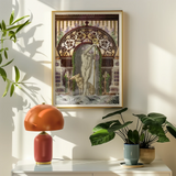 Secret Dog Private Dock - Gay Myth Collage Art Print, Framed Artwork Classical-style Statue Ornate Archway