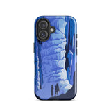See America Travel Poster - Alexander Dux Phone Case Iphone 16 / Gloss Blue Cave-themed Phone Case Stylized Figures Silhouette Icy Pale