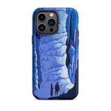 See America Travel Poster - Alexander Dux Phone Case Iphone 14 Pro Max / Matte Blue Cave-themed Phone Case Two Silhouetted Figures