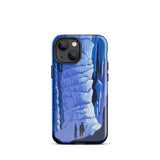 See America Travel Poster - Alexander Dux Phone Case Iphone 13 Mini / Gloss Blue Illustrated Phone Case Cave Scene Two Silhouetted Pale