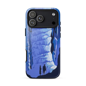 See America Travel Poster - Alexander Dux Phone Case Iphone 17 Pro Max / Gloss Blue Illustrated Phone Case Two Silhouetted Figures Ice Pale