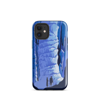 See America Travel Poster - Alexander Dux Phone Case Iphone 12 Mini / Gloss Blue Illustrated Phone Case Two Silhouetted Figures Textured