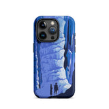 See America Travel Poster - Alexander Dux Phone Case Iphone 15 Pro / Matte Blue Illustrated Phone Case Two Silhouetted Figures Textured