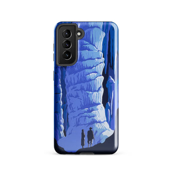 See America Travel Poster - Alexander Dux Phone Case Samsung Galaxy S21 / Gloss Blue Illustrated Phone Case Two Silhouetted Figures
