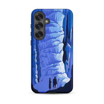 See America Travel Poster - Alexander Dux Phone Case Samsung Galaxy S25 Plus / Matte Blue Illustrated Phone Case Two Silhouetted Figures