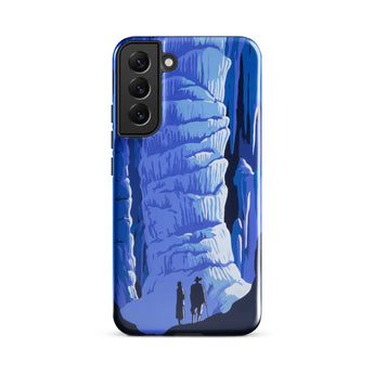 See America Travel Poster - Alexander Dux Phone Case Samsung Galaxy S22 Plus / Gloss Blue Illustrated Phone Case Two Silhouetted Figures