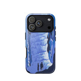 See America Travel Poster - Alexander Dux Phone Case Iphone 17 Pro / Gloss Blue White Illustrated Phone Case Two Silhouetted Figures Pale