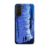 See America Travel Poster - Alexander Dux Phone Case Samsung Galaxy S21 Plus / Matte Blue Illustrated Stylized Cave Two Silhouetted Pale