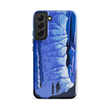 See America Travel Poster - Alexander Dux Phone Case Samsung Galaxy S22 Plus / Gloss Blue Illustrated Two Silhouetted Figures Cave Pale
