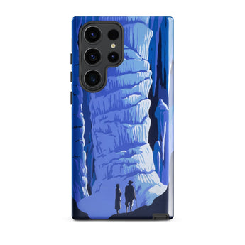 See America Travel Poster - Alexander Dux Phone Case Samsung Galaxy S23 Ultra / Gloss Blue Illustrated Stylized Cave Two Silhouetted Pale