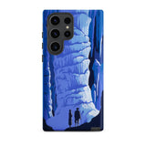 See America Travel Poster - Alexander Dux Phone Case Samsung Galaxy S23 Ultra / Matte Blue Cave-themed Two Silhouetted Figures Stalactites