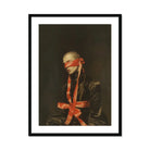 See no Evil Luxe Gay Bondage Art Print, Framed Portrait Blindfolded Person
