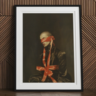 See no Evil Luxe Gay Bondage Art Print, Framed Portrait Blindfolded Person