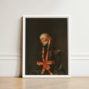 Framed Portrait Figure Red Ribbon Tied Eyes Waist Luxe Gay Bondage, Art, Vision Wrapped