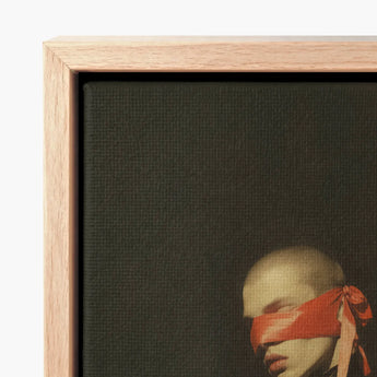 Framed Canvas Print Minimalist Portrait Figure Red Ribbon Luxe Gay Bondage, Art, Vision Wrapped