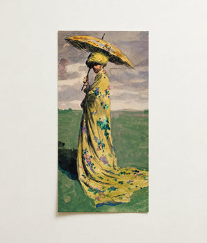 Vertical Rectangular Print Woman Long Yellow Floral Gown Maximilian švabinský’s, Masterful Mixed Media, Whirlwind