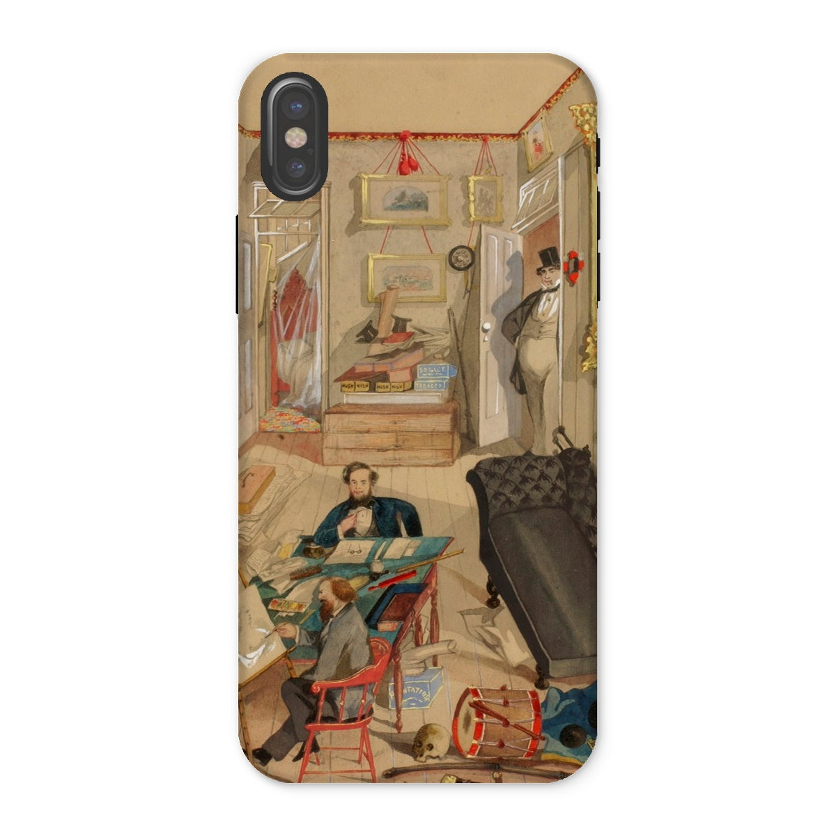 Self Portrait in the Artist’s Studio Emile Masson Iphone Case, x / Matte, Phone Case Vintage Illustration Cluttered Study Office Scene