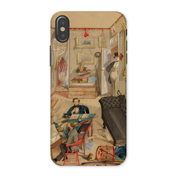 Self-portrait in the Artist’s Studio - Emile Masson Iphone Case, x / Matte, Phone Case Vintage Illustration Cluttered Study Office Scene