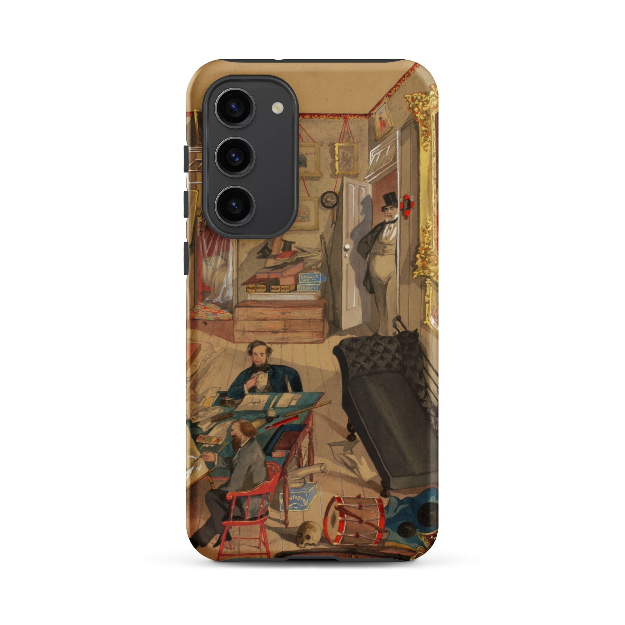 Self Portrait in the Artist’s Studio Emile Masson Samsung Case, Galaxy S23 Plus / Matte, Smartphone Case Vintage Illustration Busy Interior