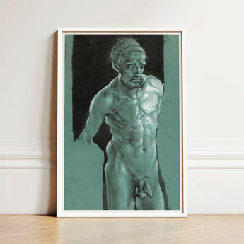 Self Portrait as a Nude - Albrecht Durer Art Print / Canvas Framed Sketch Muscular Male Figure Detailed Linework Young, Steps Prints