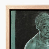 Self Portrait as a Nude - Albrecht Durer Art Print / Canvas Framed Artwork Detailed Green-toned Sketch Classical Male Figure Young, Steps