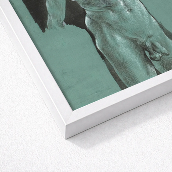 Self Portrait as a Nude - Albrecht Durer Art Print / Canvas White Framed Detailed Sketch Muscular Human Young, Steps Prints