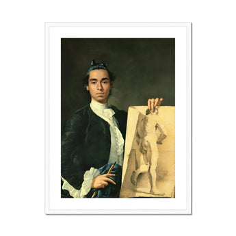 Self Portrait Holding a Nude Study - Luis Egidio Melendez Art Print, Portrait 18th Century Artist Sketch