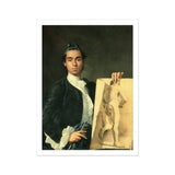 Self Portrait Holding a Nude Study - Luis Egidio Melendez Art Print, Portrait 18th Century Artist Sketch Formal Period Attire