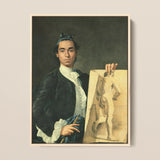 Self Portrait Holding a Nude Study - Luis Egidio Melendez Art Print / Canvas Framed Classical Portrait Painting Young Man Formal Attire