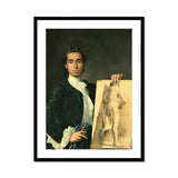 Self Portrait Holding a Nude Study - Luis Egidio Melendez Art Print, Portrait 18th Century Artist Sketch