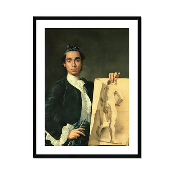 Self Portrait Holding a Nude Study - Luis Egidio Melendez Art Print, Portrait 18th Century Artist Sketch