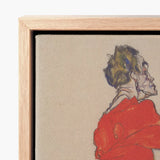 Self Portrait in a Red Shirt - Egon Schiele Art Print / Canvas Framed Stylized Earthy Tones Twists, Raw Silhouette, Prints