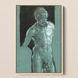 Self Portrait as a Nude - Albrecht Durer Art Print / Canvas Framed Charcoal Sketch Muscular Male Figure Intricate Textured Young Albrecht,